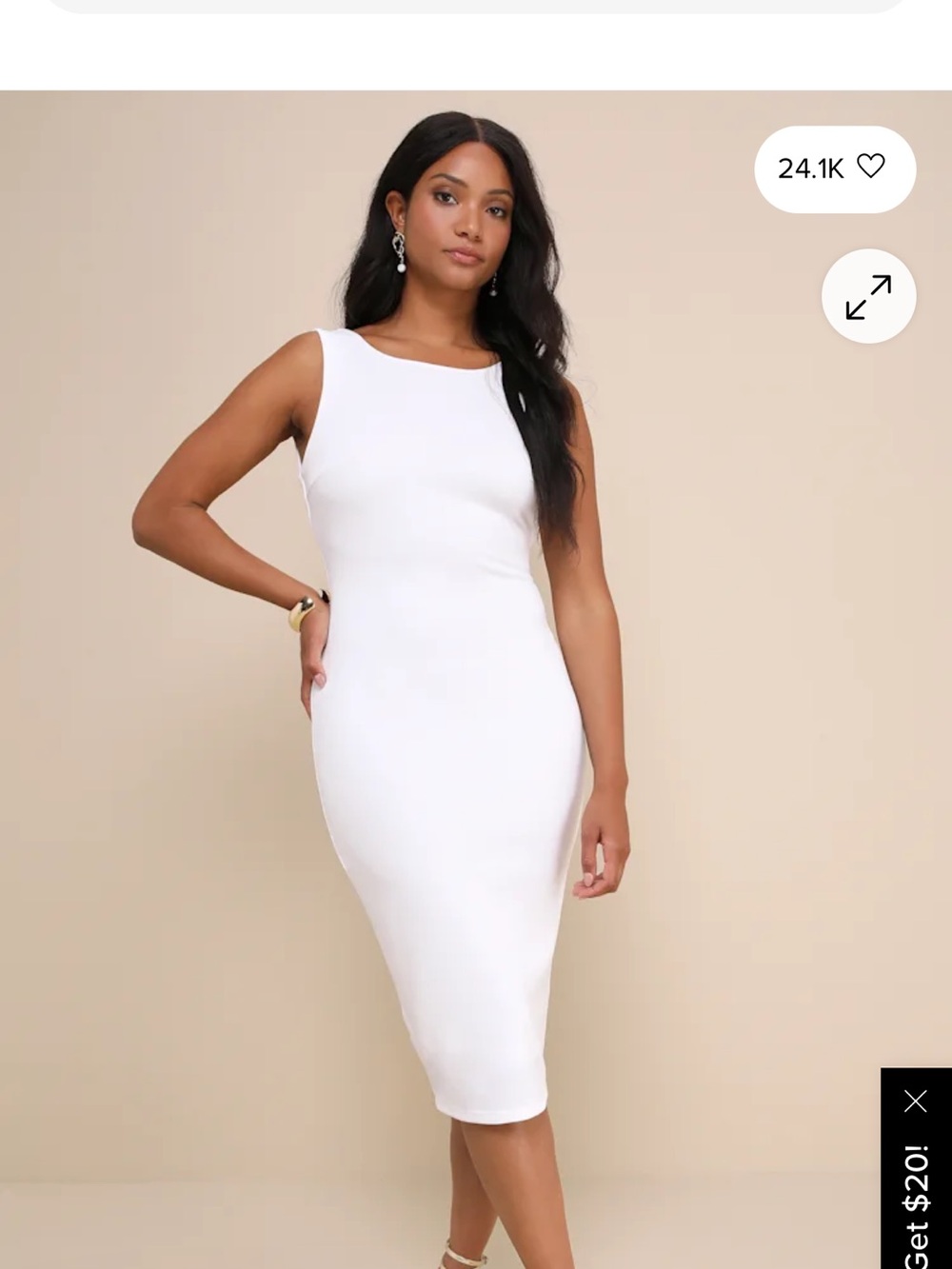 Lulu's White Sleeveless Midi Bodycon Dress